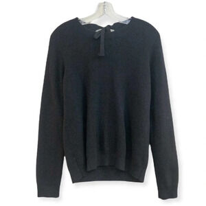 Wilfred 100% Merino Wool Open Cutout Tie Back Tight Knit Black Sweater Women's M